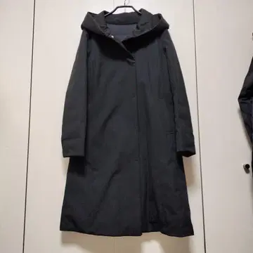 새상품급 RESPIGHI 다운 후드 롱 코트 38 블랙