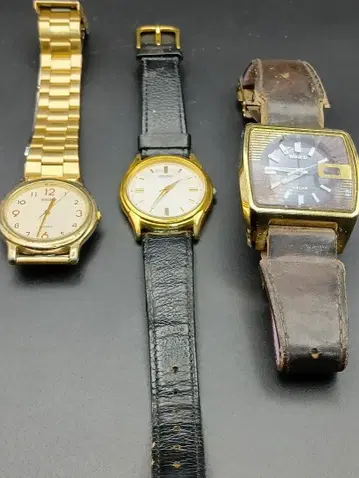 SEIKO 골드 아날로그 손목시계 3개 세트