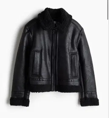 H&M 무스탕 자켓 S 블랙 가죽 자켓 보아