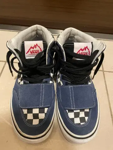 VANS 네이비 체커 하이컷 스니커즈 남성용 신발
