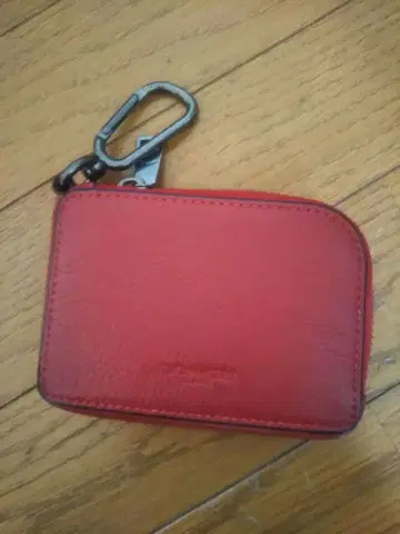 가죽 빨간색 키케이스 카라비너 포함