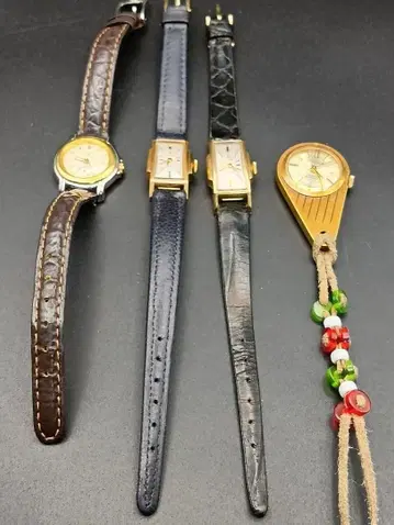 아날로그 손목시계 4세트 골드 실버 수동 와인딩 쿼츠