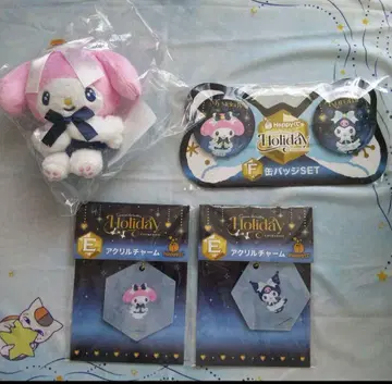 해피 복권 마이멜로디 쿠로미 마스코트 참 캔뱃지