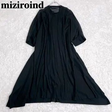 새상품급 미즈이로 인드 시어 와이드 원피스 스탠드 카라 최근 블랙