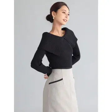 미사용 새상품 스콧 클럽 페넬 빅 칼라 리브 니트 블랙 9호