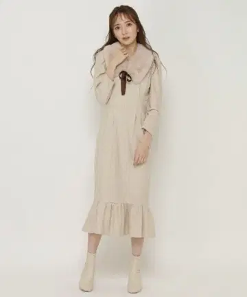 WILLSELECTION 에코 퍼 부착 2way 머메이드 원피스