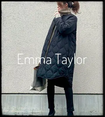 Emma Taylor 퀼팅 후드 코트 블랙 36 보아 코트