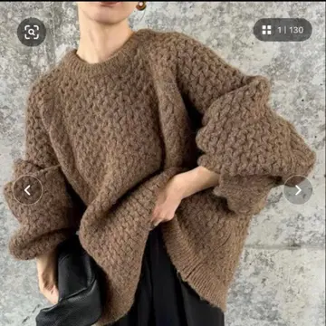 오버 사이즈 허니콤 니트 브라운 S