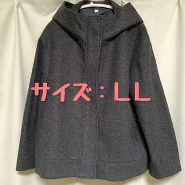 GU/코지 멜톤 숏 후디 코트/다크 그레이/LL