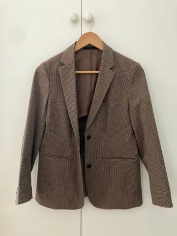 브라운 체크 무늬 테일러드 자켓 M