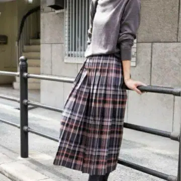 어반 리서치 도어스 컬러 체크 플리츠 스커트