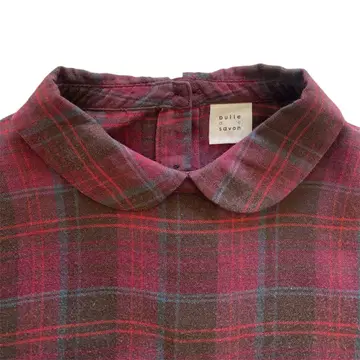 bills de savon 둥근 카라 스모크 셔츠 체크 빨간색 파랑