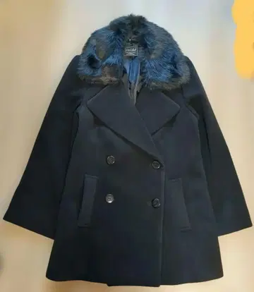 스나이델 블랙 울 더블 브레스트 피코트 프리 사이즈