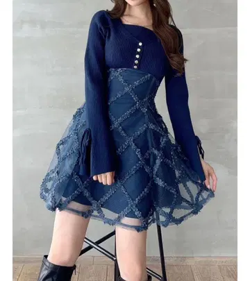 [ 주말 한정 가격!! ] RESEXXY 플레어 니트 원피스