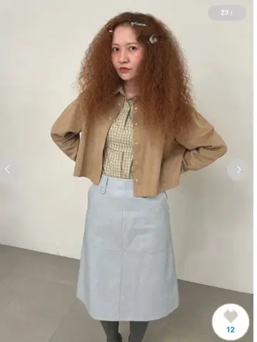 FURFUR 레더라이크 미디 스커트