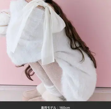 OLIVEdesOLIVE melty ribbon knit 원피스 화이트