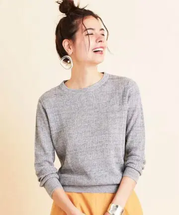 새상품 유나이티드 애로우즈 노르만디 린넨 아이렛 썸머 니트 7부 소매