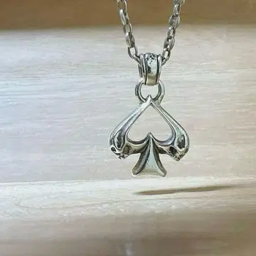 딜 디자인 스컬 스페이드 SILVER 펜던트 & 외부 체인