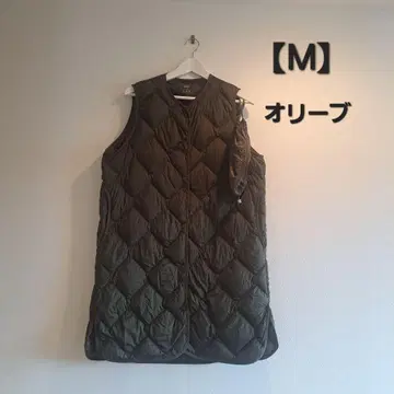 미사용 유니클로 울트라 라이트 다운 롱 베스트 M 올리브 그린 수납 봉투