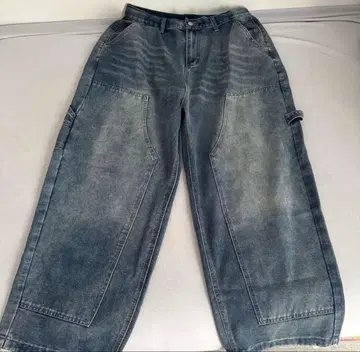 워크 더블 니 슈퍼 와이드 데님 팬츠