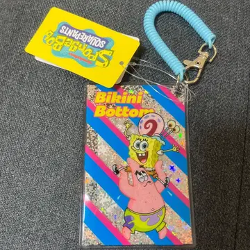 새상품 네이비 페 스트라이프 캔디 스펀지밥 교통카드 지갑