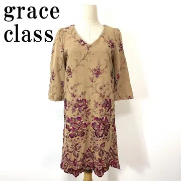 grace class 그레이스클래스 자수 원피스 베이지 36 B9160