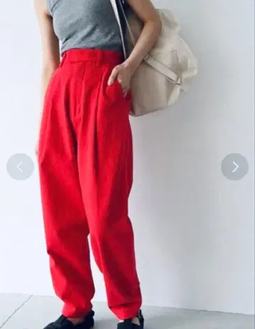 새상품급 캐널진 RedChopWorks 코튼 턱 팬츠 레드 38