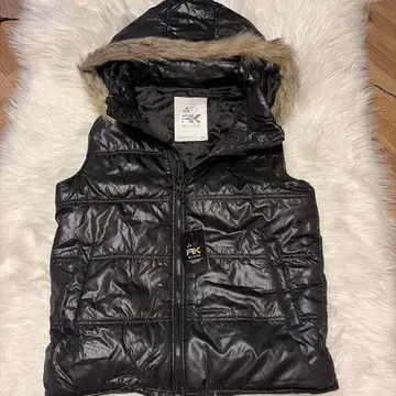 라스케 RUSSK y2k 퍼 다운 베스트 광택 블랙