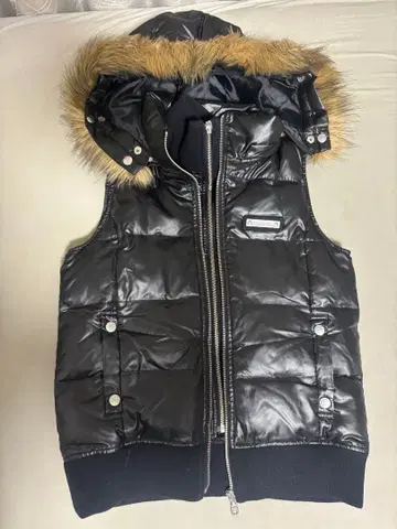 y2k 퍼 다운 베스트 자켓 헤이세이 갸루 그런지 광택 블랙