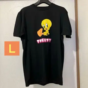 미사용 새상품 트위티 프린트 T셔츠 L 블랙 루니툰