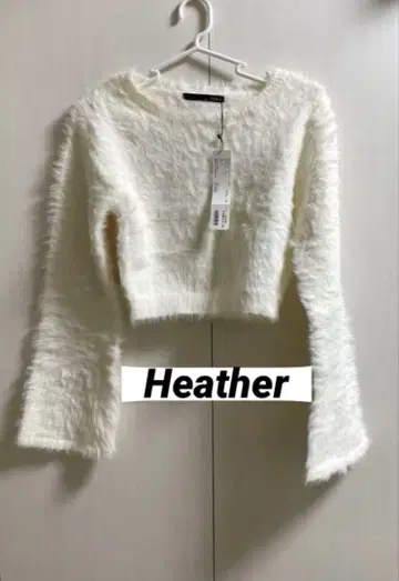 Heather 퍼 느낌 화이트 크롭 니트 택 포함 새상품