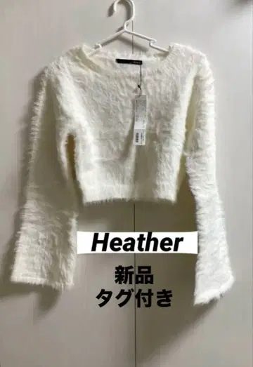 Heather 퍼 느낌 화이트 크롭 니트 택 포함 새상품