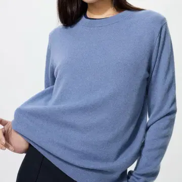 UNIQLO 캐시미어 크루넥 스웨터 블루 M