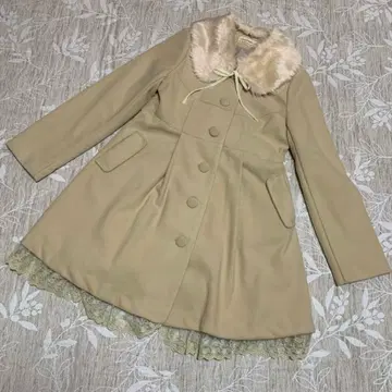 베이지 퍼 롱 코트