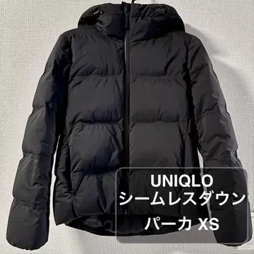 [ 새상품급 ] UNIQLO 심리스 다운 후드티 블랙 XS