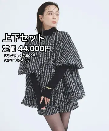 [ 상하의 세트 ] anuans 트위드 케이프 자켓 숏팬츠 셋업