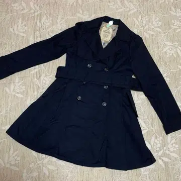 네이비 트렌치코트 더블 브레스트