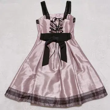 히메 스타일 레이스업 빅 리본 드레스 새틴풍 의상 발표회 원피스