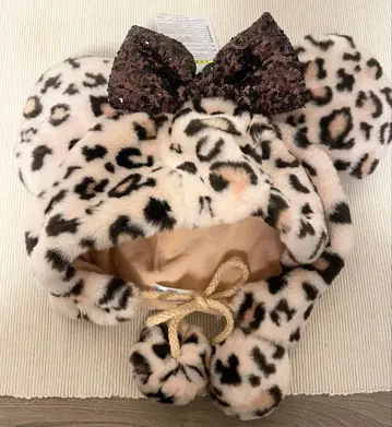 디즈니 팬캡 미니 레오파드 무늬 호랑이 무늬 브라운