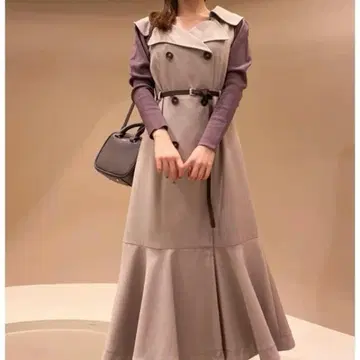 SNIDEL 빅 칼라 트렌치 오버롤 스커트 베이지 0