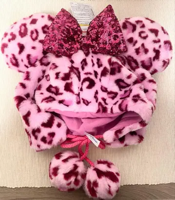디즈니 팬캡 미니 레오파드 무늬 호랑이 무늬 핑크