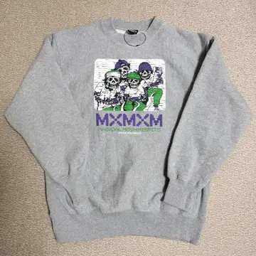 MXMXM 그레이 맨투맨 트레이닝복 해골 도그로