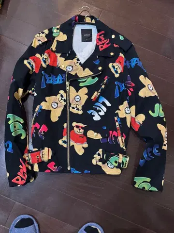 조이리치 곰돌이 패턴 라이더 자켓 새상품