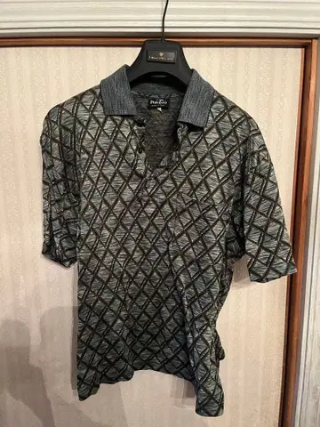 Polopiu 기하학 패턴 피케 셔츠 이탈리아제