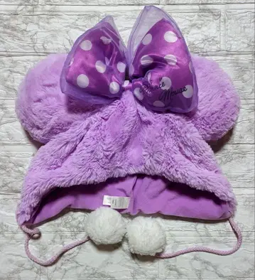 당일 발송 디즈니 미니 팬캡 폼폼 도트 리본 퍼플