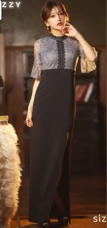 Dazzy 레이스 롱 드레스