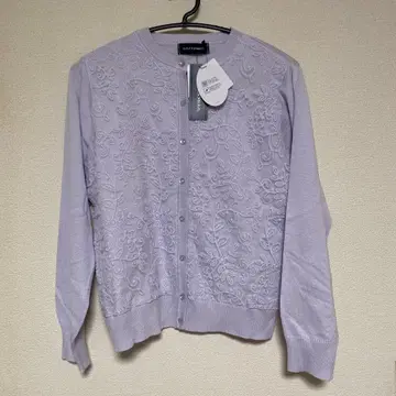 GALLORIA 레이스 자수 가디건 라벤더 레이온 혼방 L