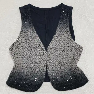 [빅 사이즈 42] 스팽글 트레피니 울 베스트 그라데이션 발표회