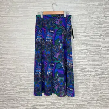 투르 tours 롱 스커트 올 패턴 플레어 청보라 L 기하학 패턴
