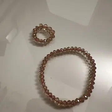 크리스탈 비즈 팔찌와 반지 세트